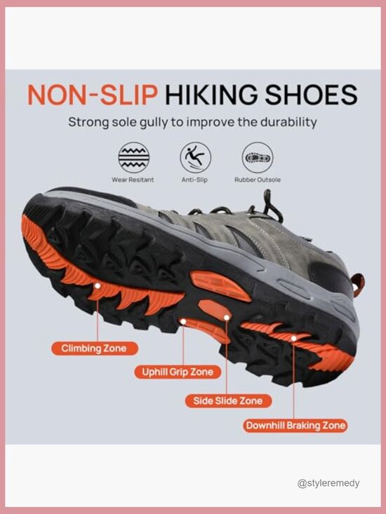 Men\'s Hiking Shoes Leather Mesh Upper Waterproof Non Slip Trail Sneakers main image 6